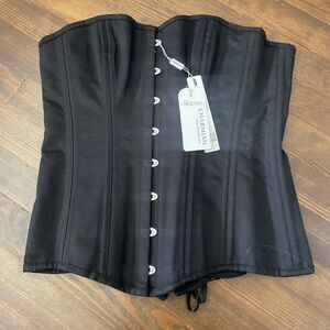 Charmian Women's Cotton Long Torso Hourglass Corset 2XL NWT Black Ren Goth Steam